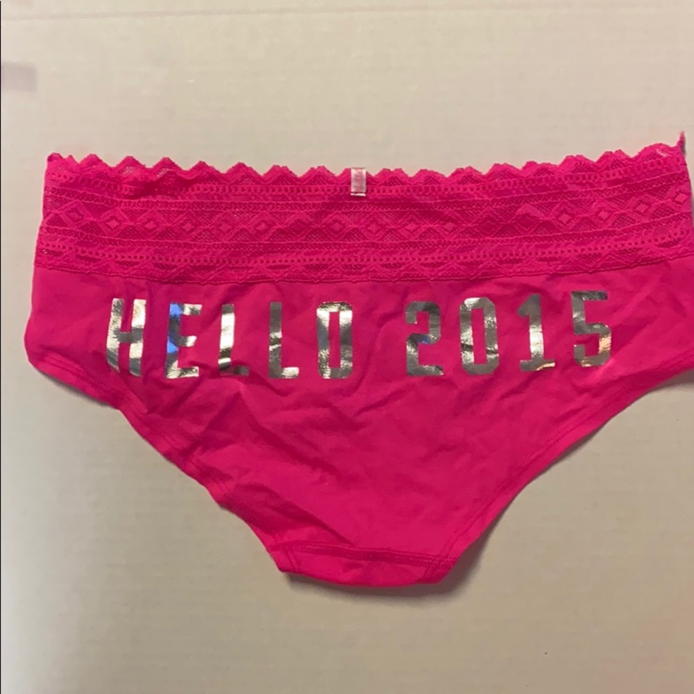 VS Pink 2014 RARE New Year’s “Hello 2015” extra low rise hipster panties